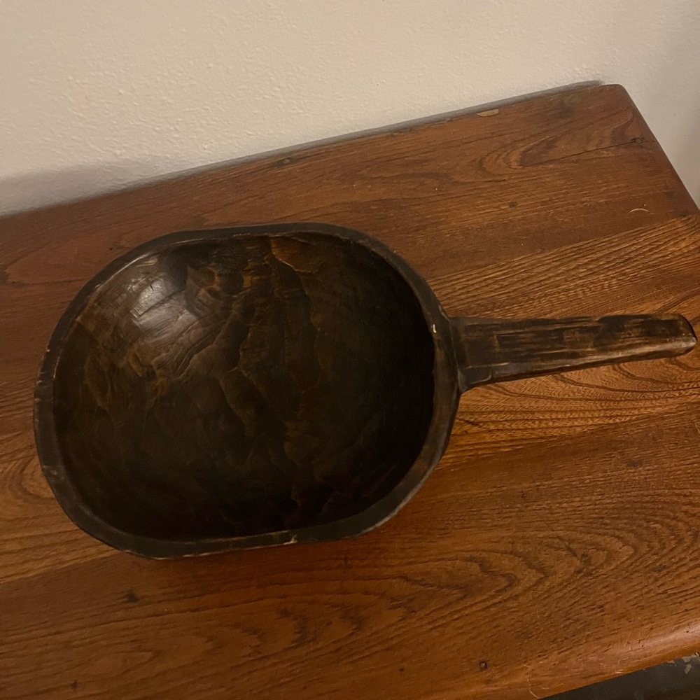 Rustic Hand Carved Solid Wood Scoop Dough Bowl Primitive Farmhouse Decor
